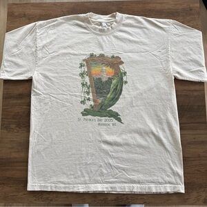 St. Patrick's Day 2025 Graphic Tee - Cream with Green Accents